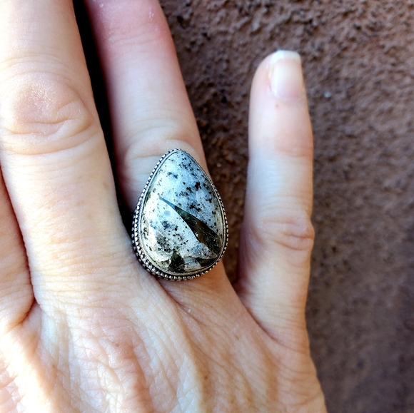New Green Tourmaline In Quartz 925 Silver Ring. - Picture 6 of 13
